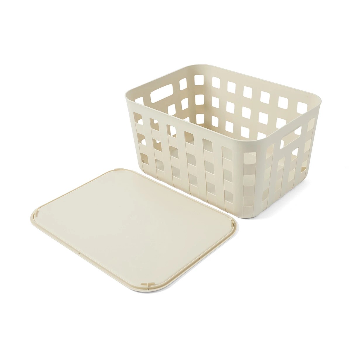 28L Rectangle Trellis Basket with Lid, Beige - Anko 5 of 5