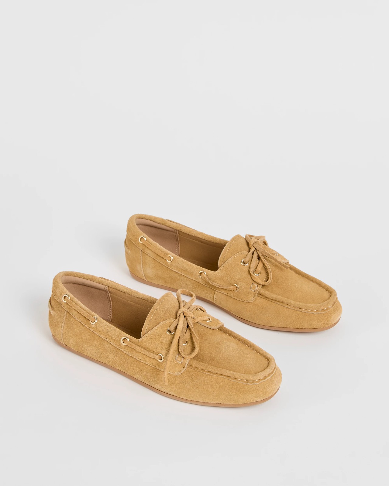Genuine Suede Leather Boat Shoes - Tan 2 of 3
