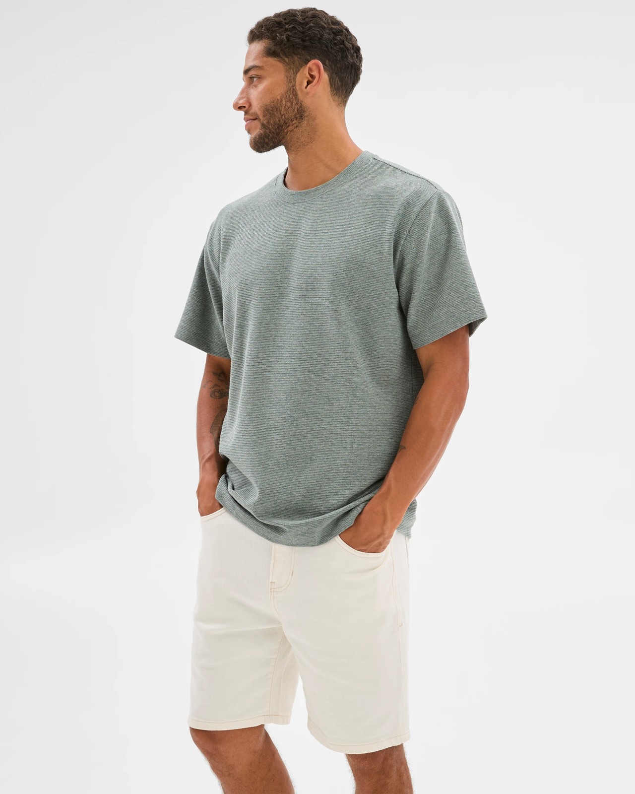 Australian Cotton Blend Textured T-Shirt  - Green 4 of 6