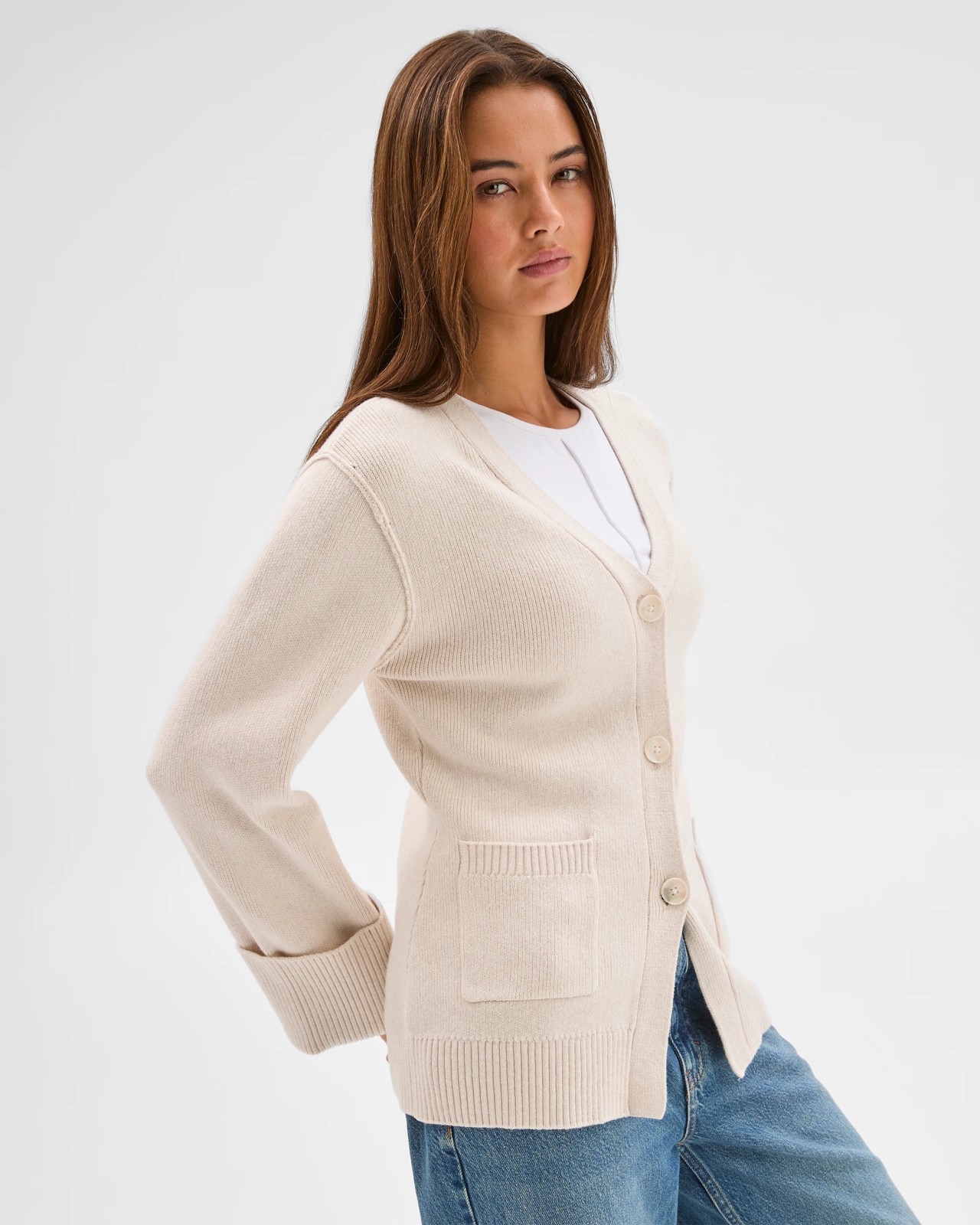 Lily Loves Australian Cotton Blend Longline Cardigan - Oat 6 of 6