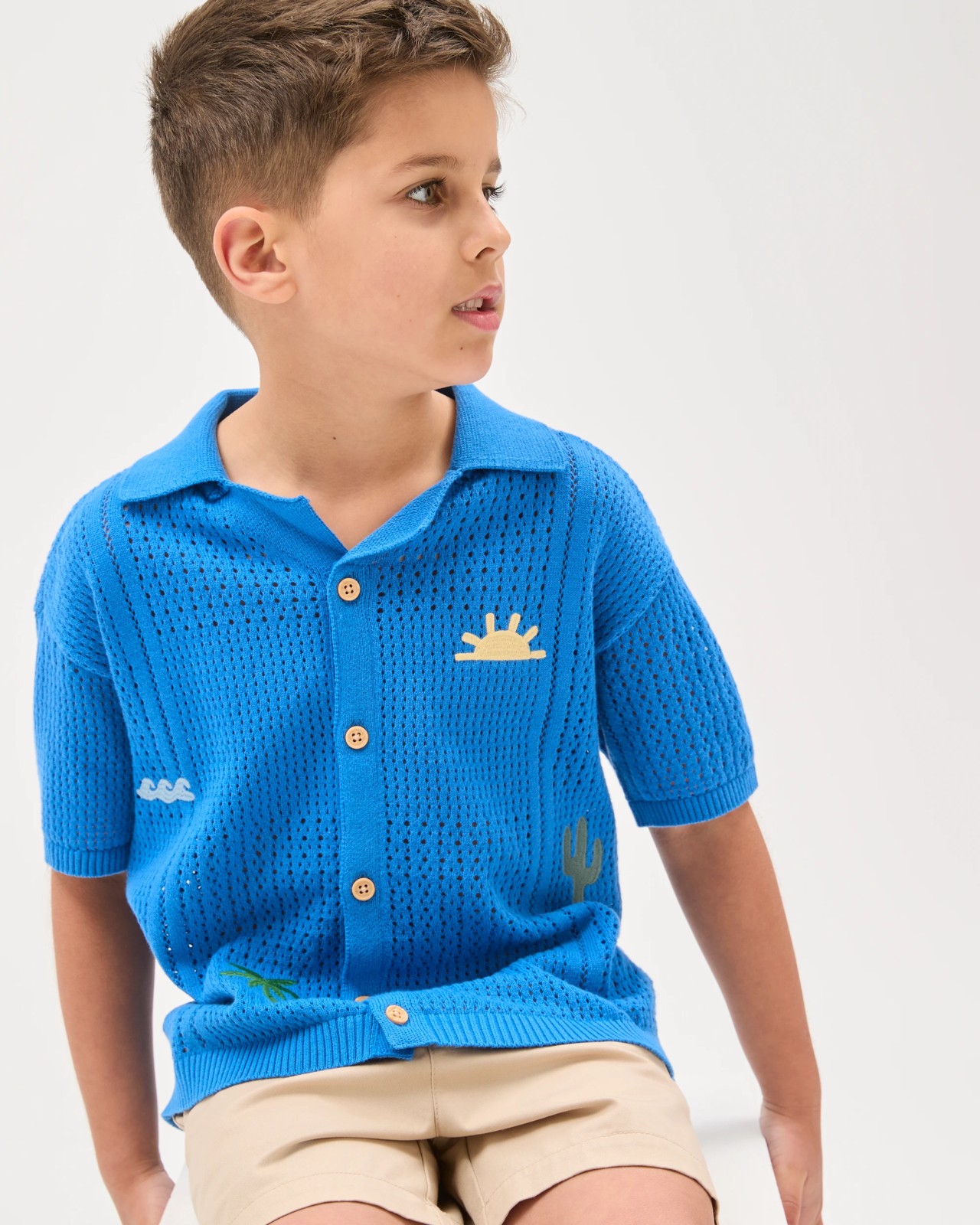 Australian Cotton Short Sleeve Knit Embroidered Shirt  3 of 6