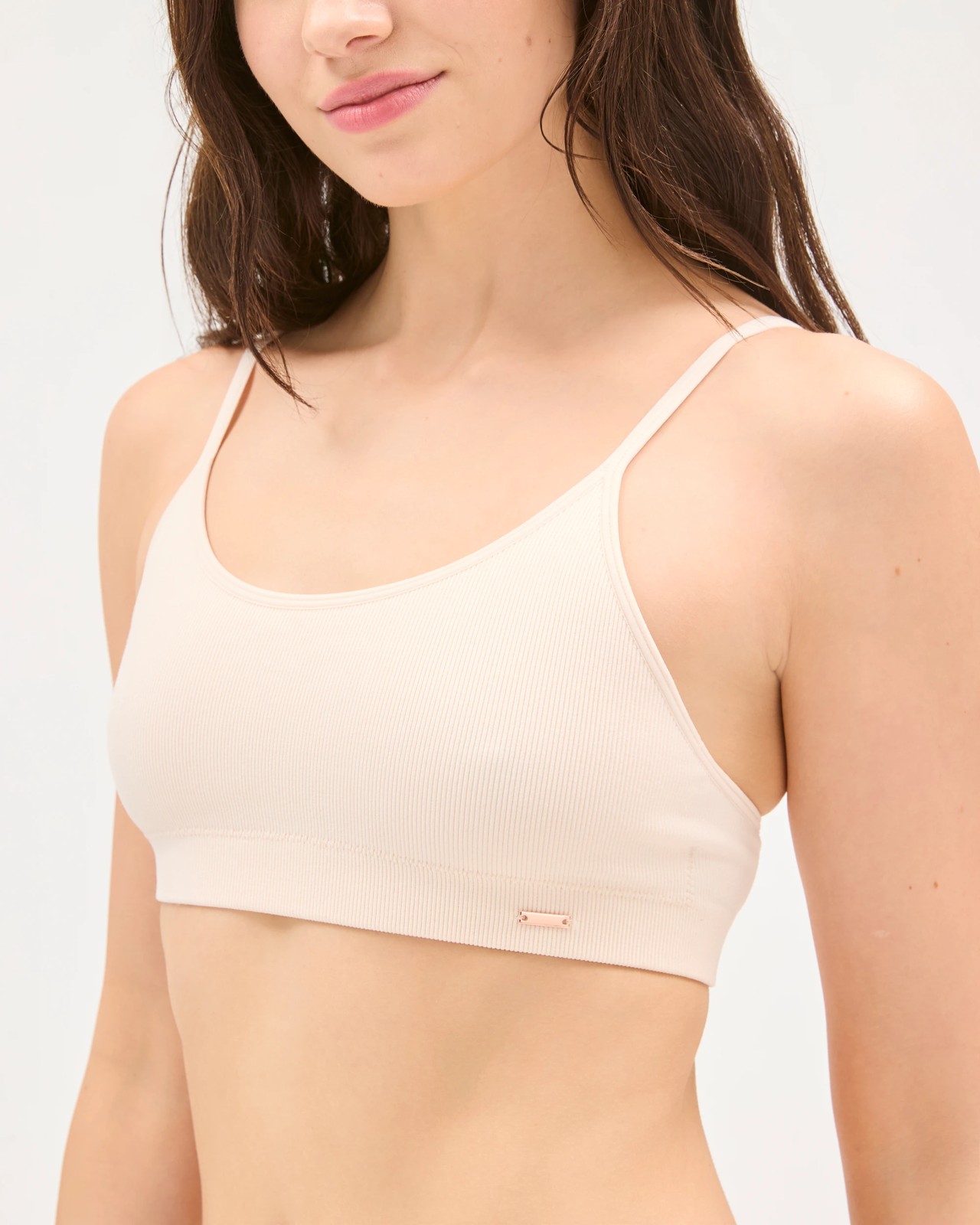 Lily Loves Rib Wirefree Crop Top - Shell 4 of 5