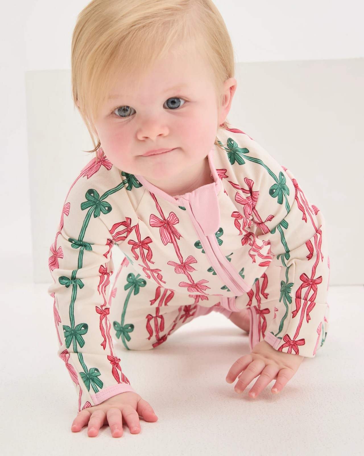 Baby Organic Cotton Zip Front Footless Coverall - Multi Christmas Bows 3 of 5