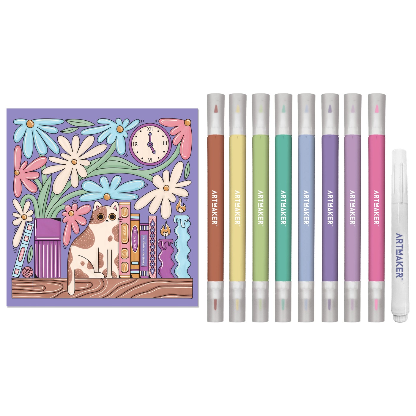 ArtMaker Cosy Cat Library: Creative Colouring Kit - Book 2 of 5