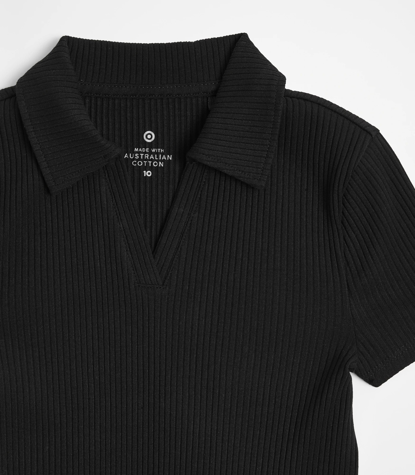 australian-cotton-short-sleeve-rib-polo-knit-dress-black-target