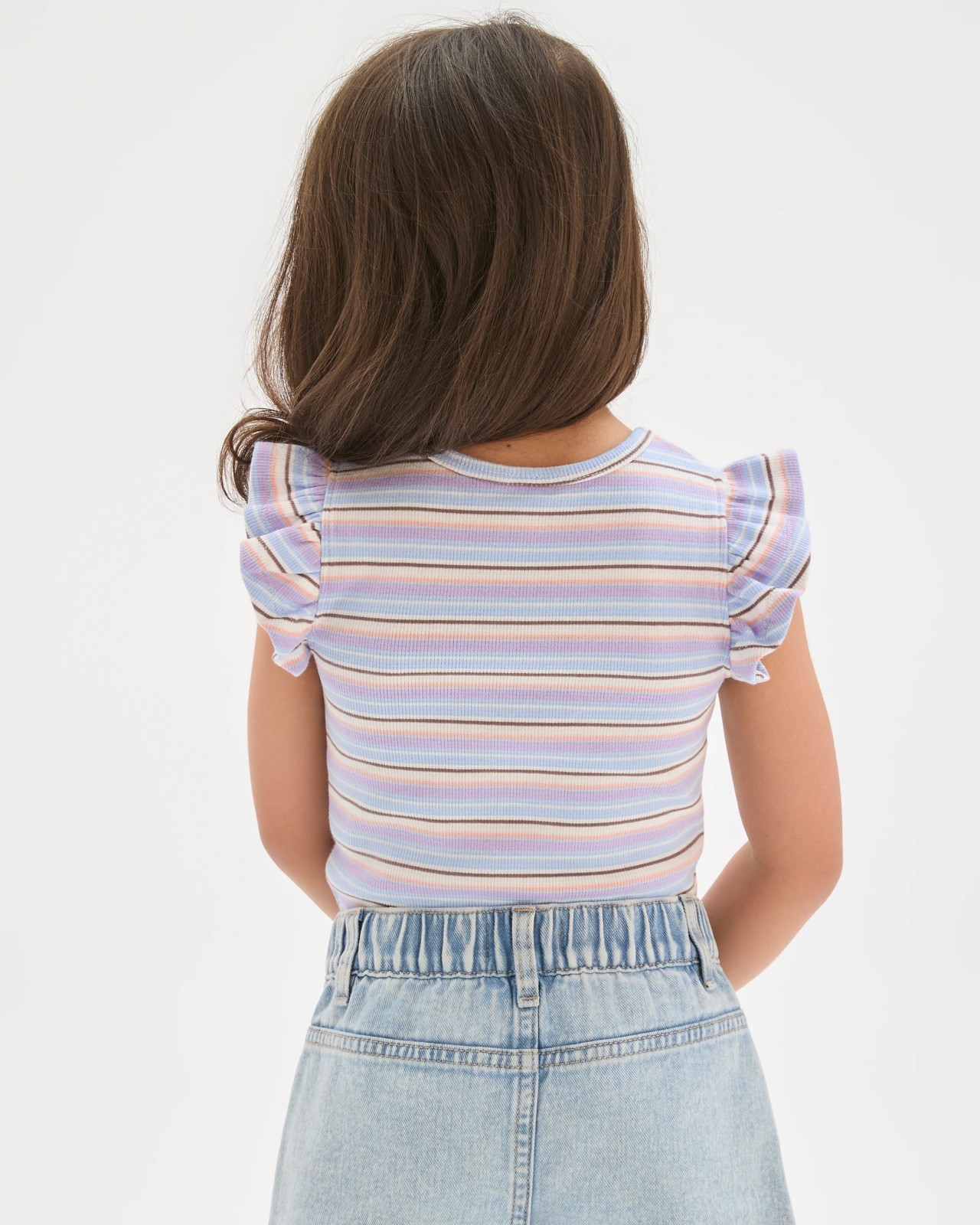 Australian Cotton Ruffle Sleeve Rib Tank Top - Blue 4 of 6