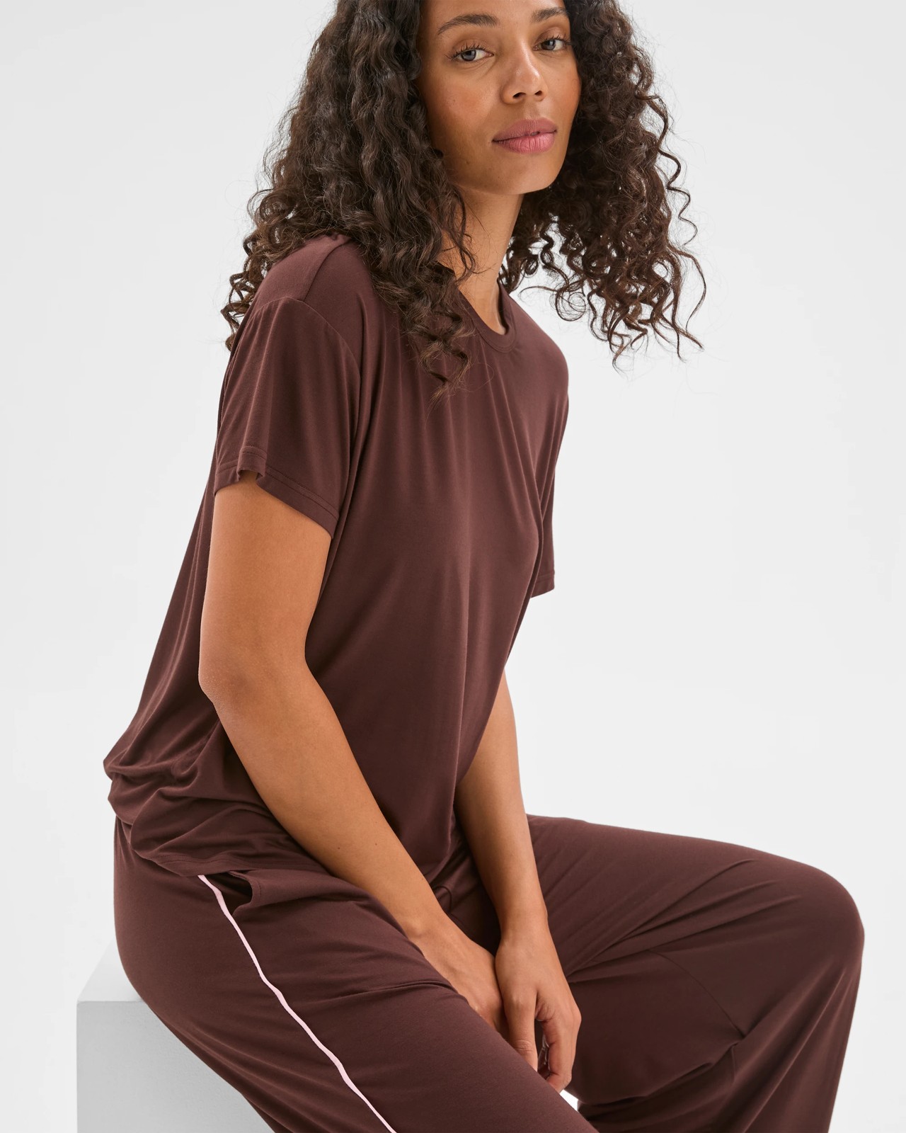 Soft Comfort Bamboo Culotte Sleep Pants - Chocolate 5 of 6