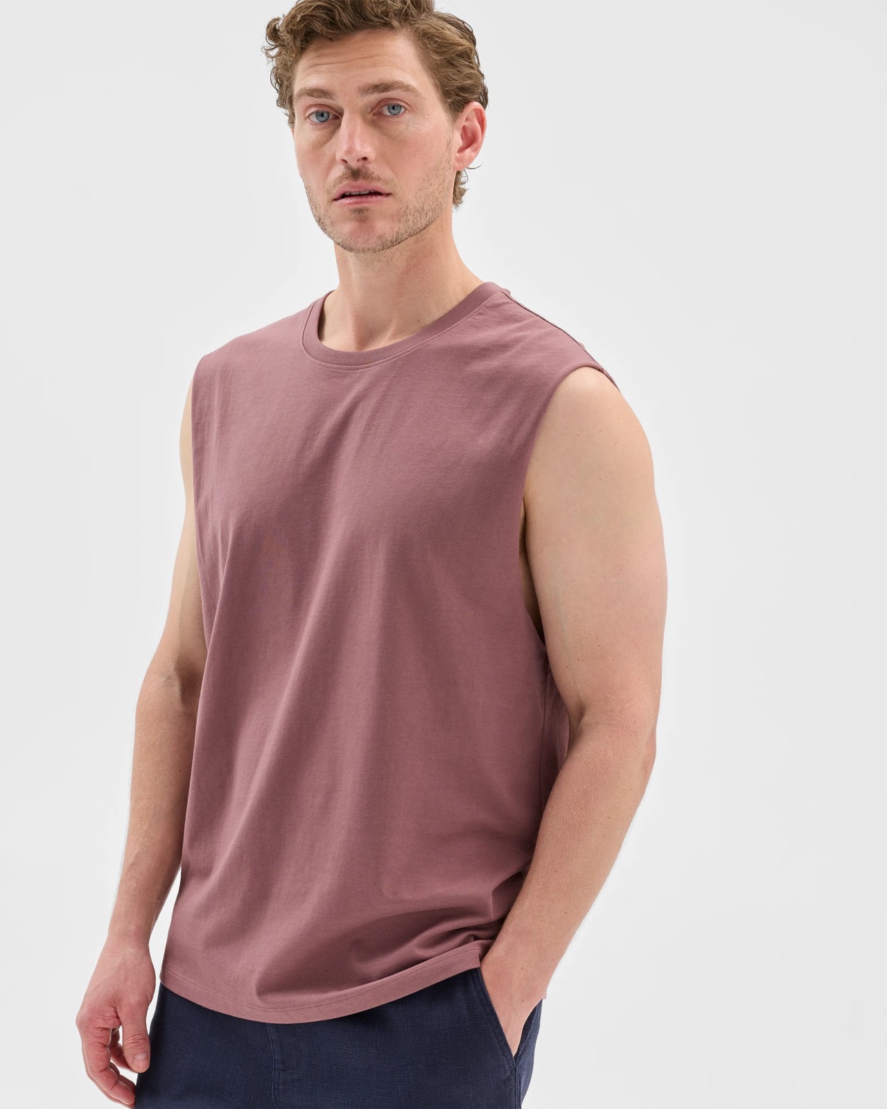 Australian Cotton Plain Tank Top  - Rose Taupe 4 of 5