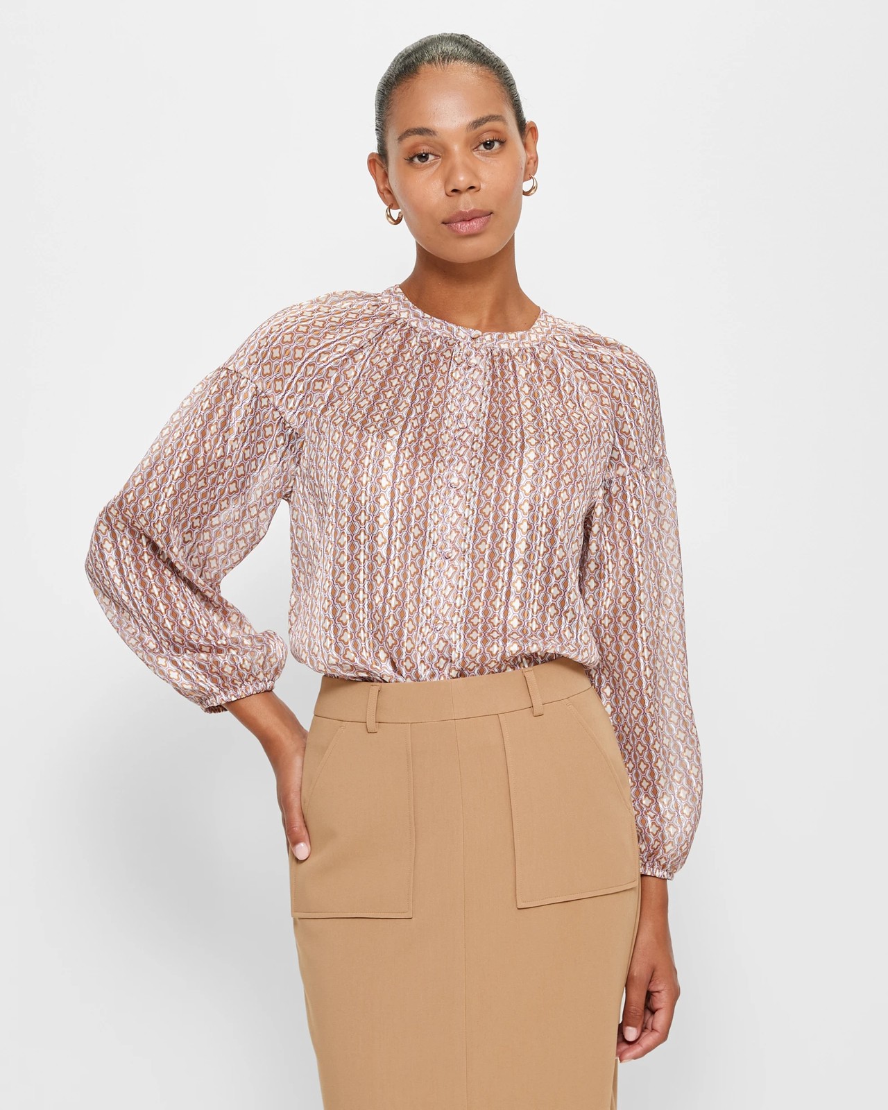 Long Sleeve Gathered Blouse - Preview | Target Australia