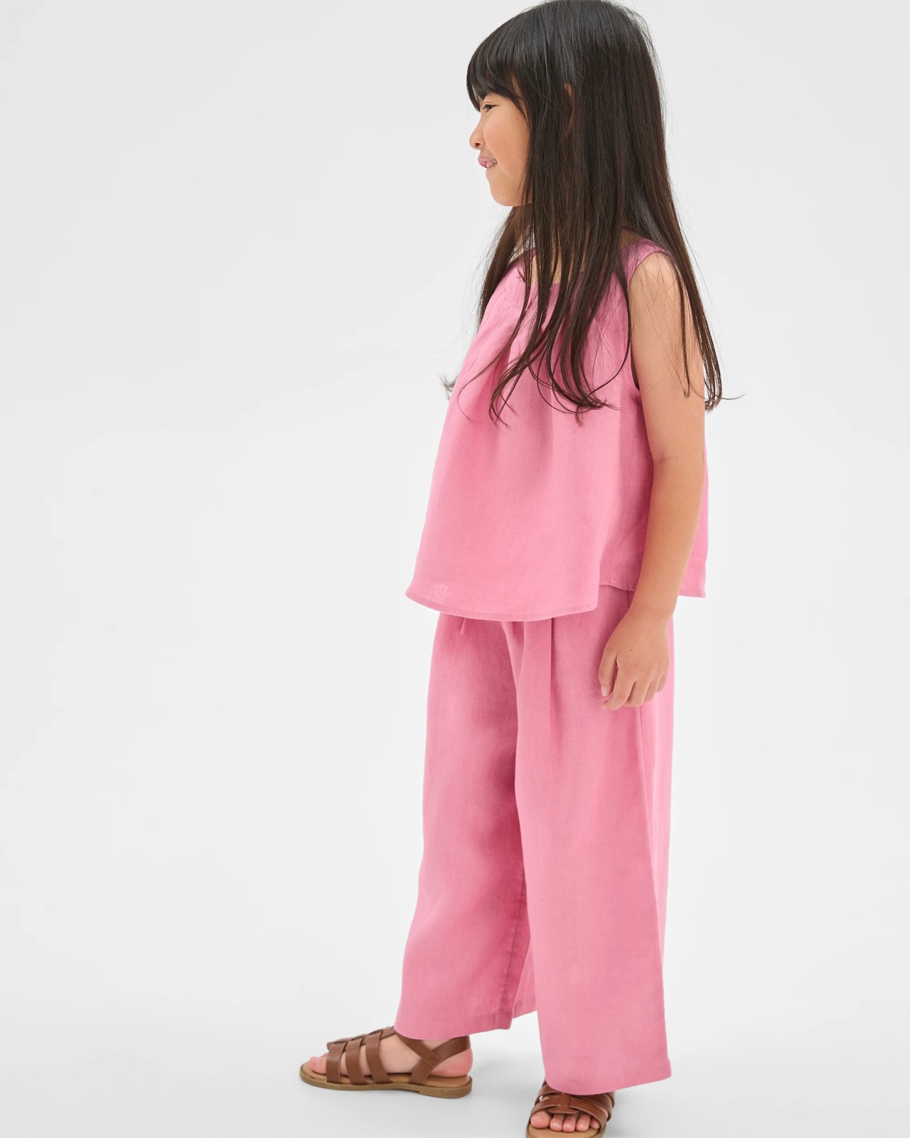 European Linen Wide Leg Co-Ord Pants - Pink 2 of 6