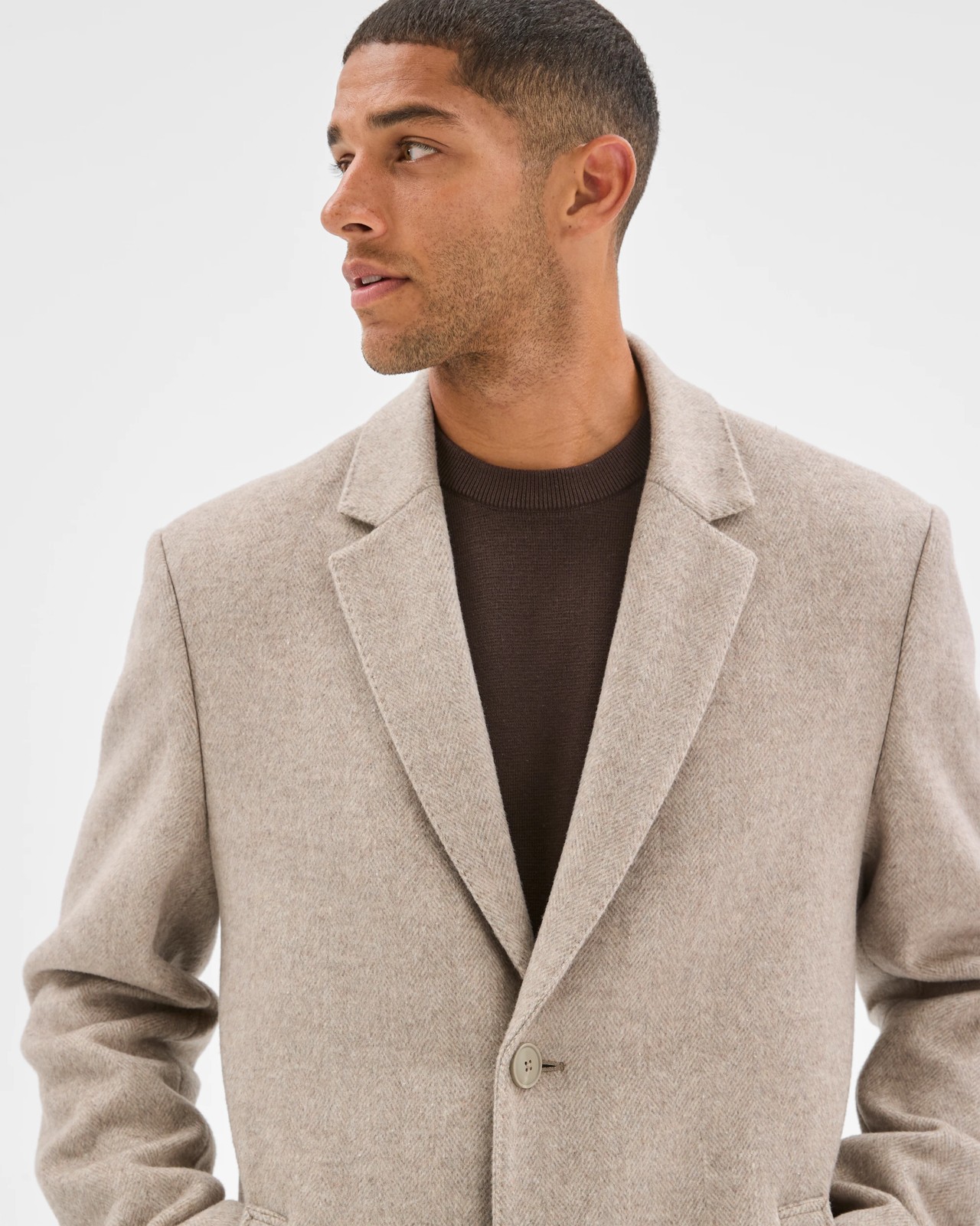 Preview Long Sleeve Long Coat - Oatmeal 6 of 6