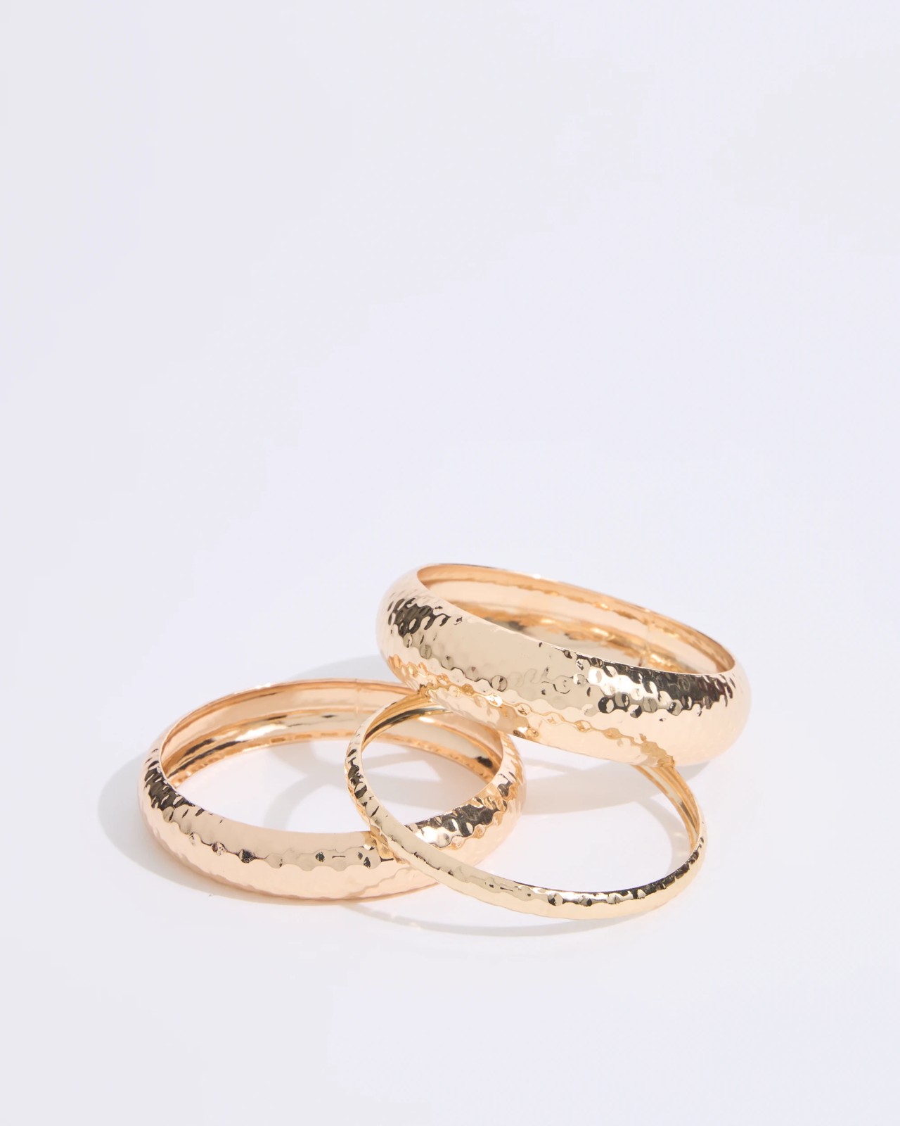 3 Pack Hammered Metal Bangle Set 2 of 2