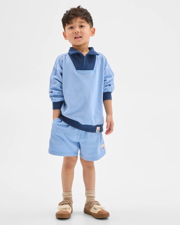 Australian Cotton 1/4 Zip Jumper & Shorts 2 Piece Set