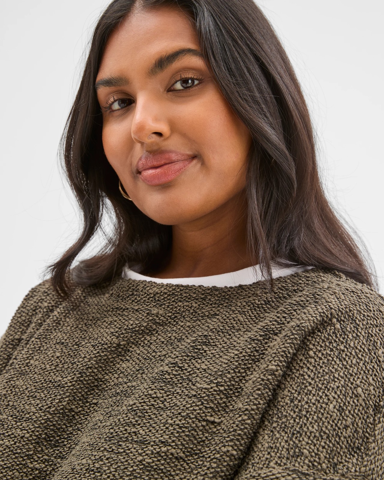 Plus Size Australian Cotton Blend Curved Hem Textured Top - Oregano 5 of 6