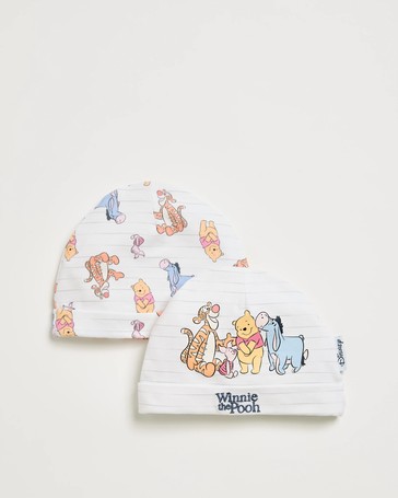 Licensed Disney Winnie the Pooh Cotton 2 Pack Baby Beanies