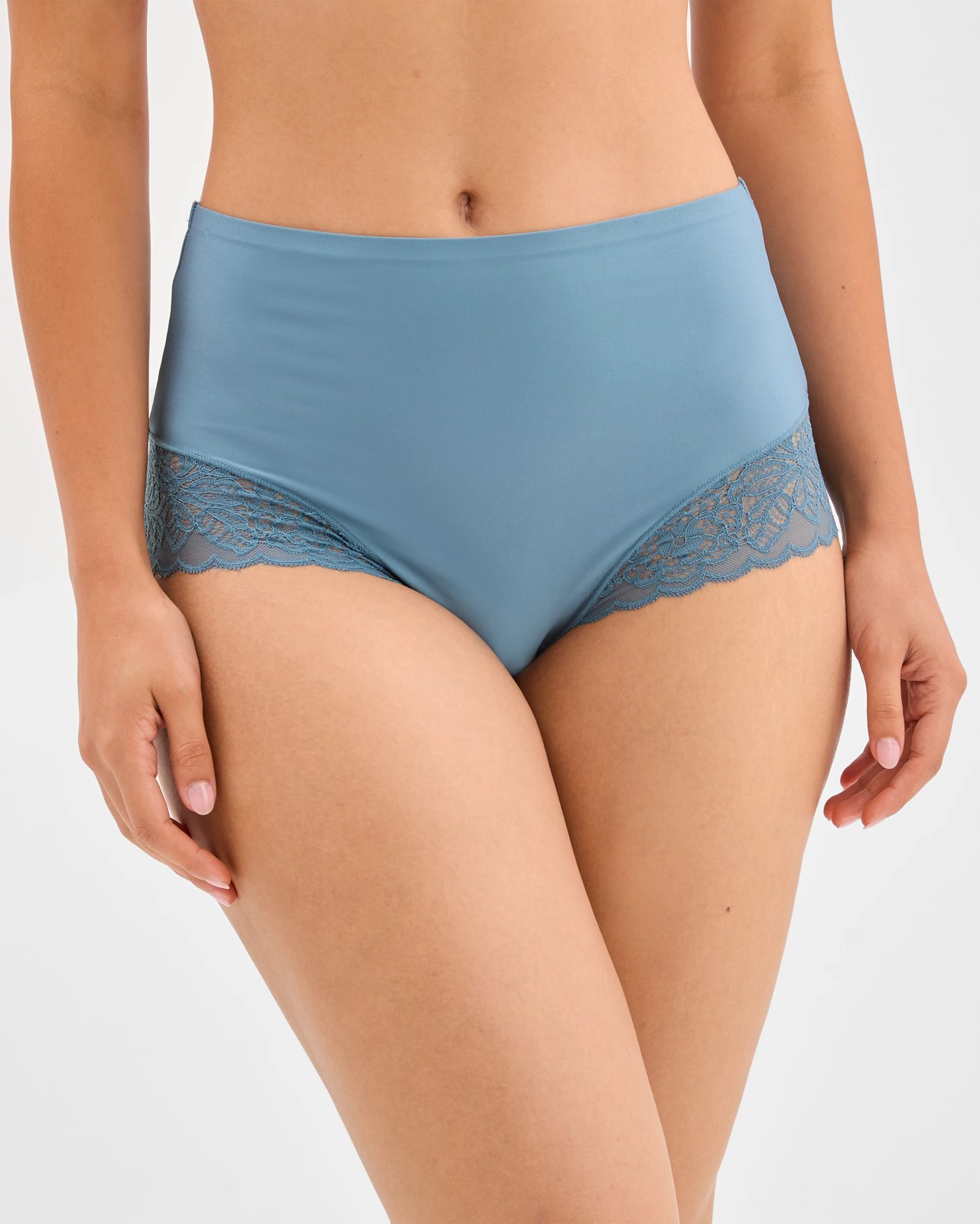 Luna 2 Pack Smooth Touch Lace Bonded Waist Full Briefs - Blue Stone 2 of 4