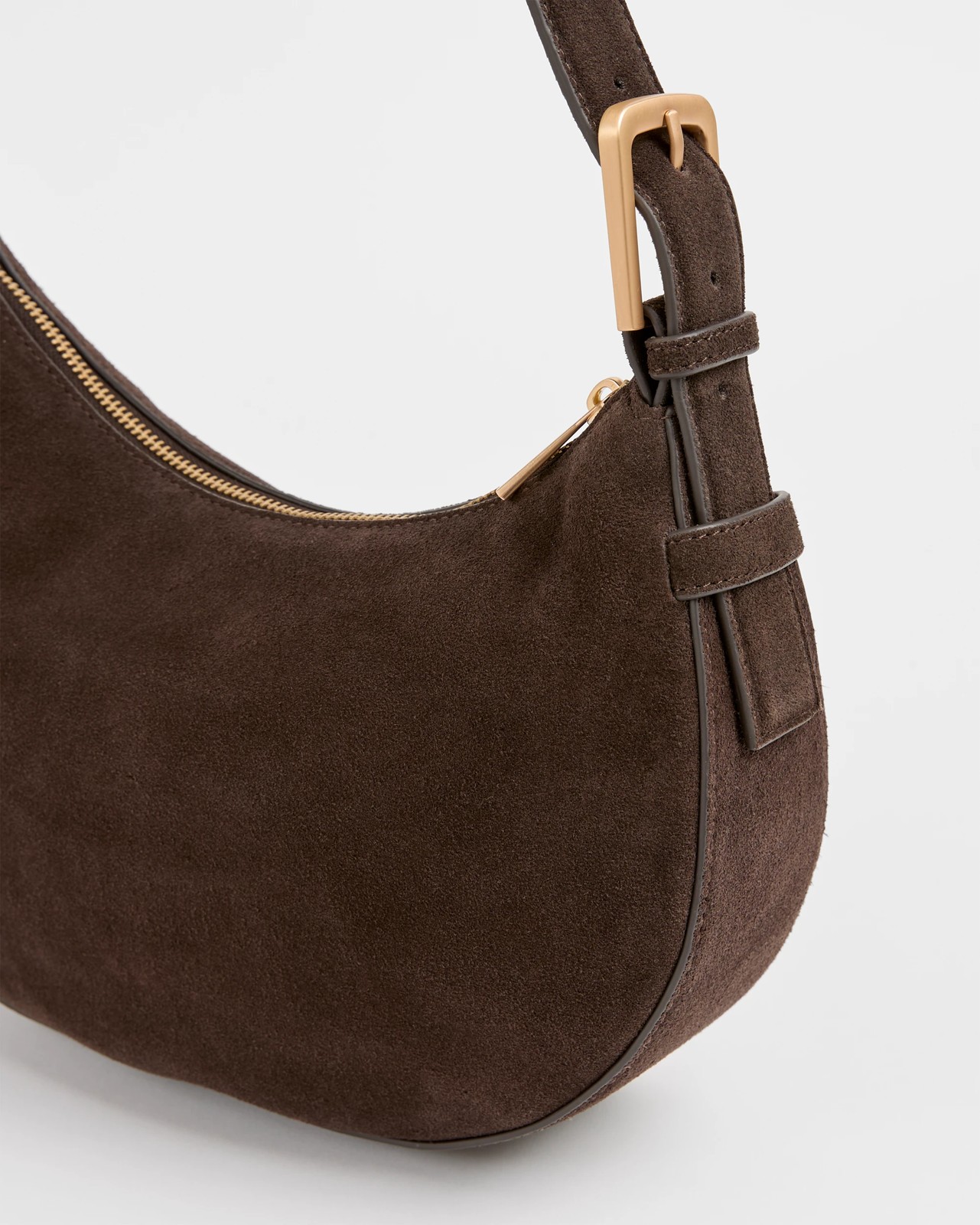Premium Suede Leather Halfmoon Shoulder Bag 2 of 2