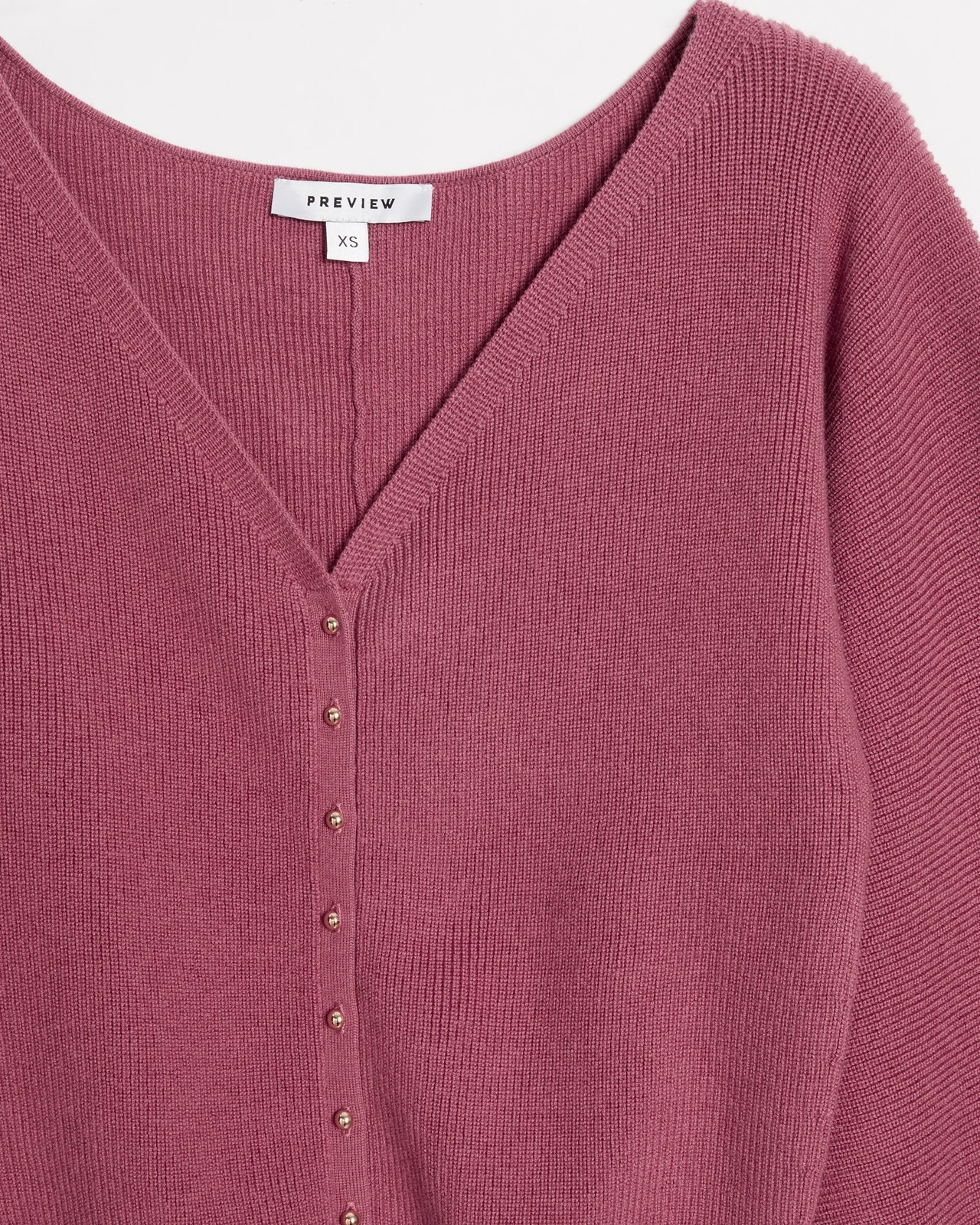 ORGANIC COTTON RIBBED V-NECK CARDIGAN: PINK