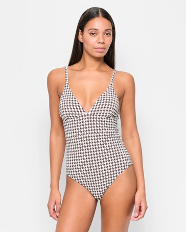 V-Front Crinkle One Piece Bathers - Shape Your Body