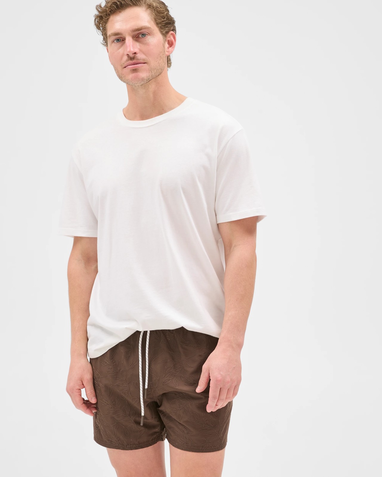 Embroidered Volley Shorts - Chocolate 3 of 6