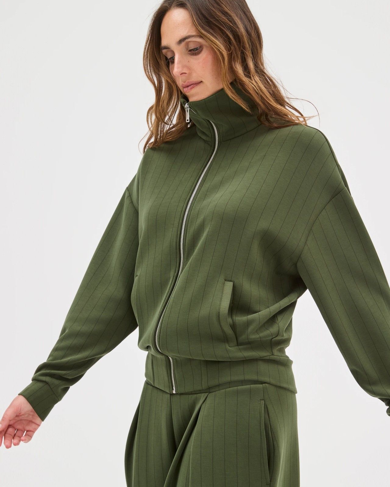 Active Movement Zip Through Jacket - Olive Stripe 5 of 5