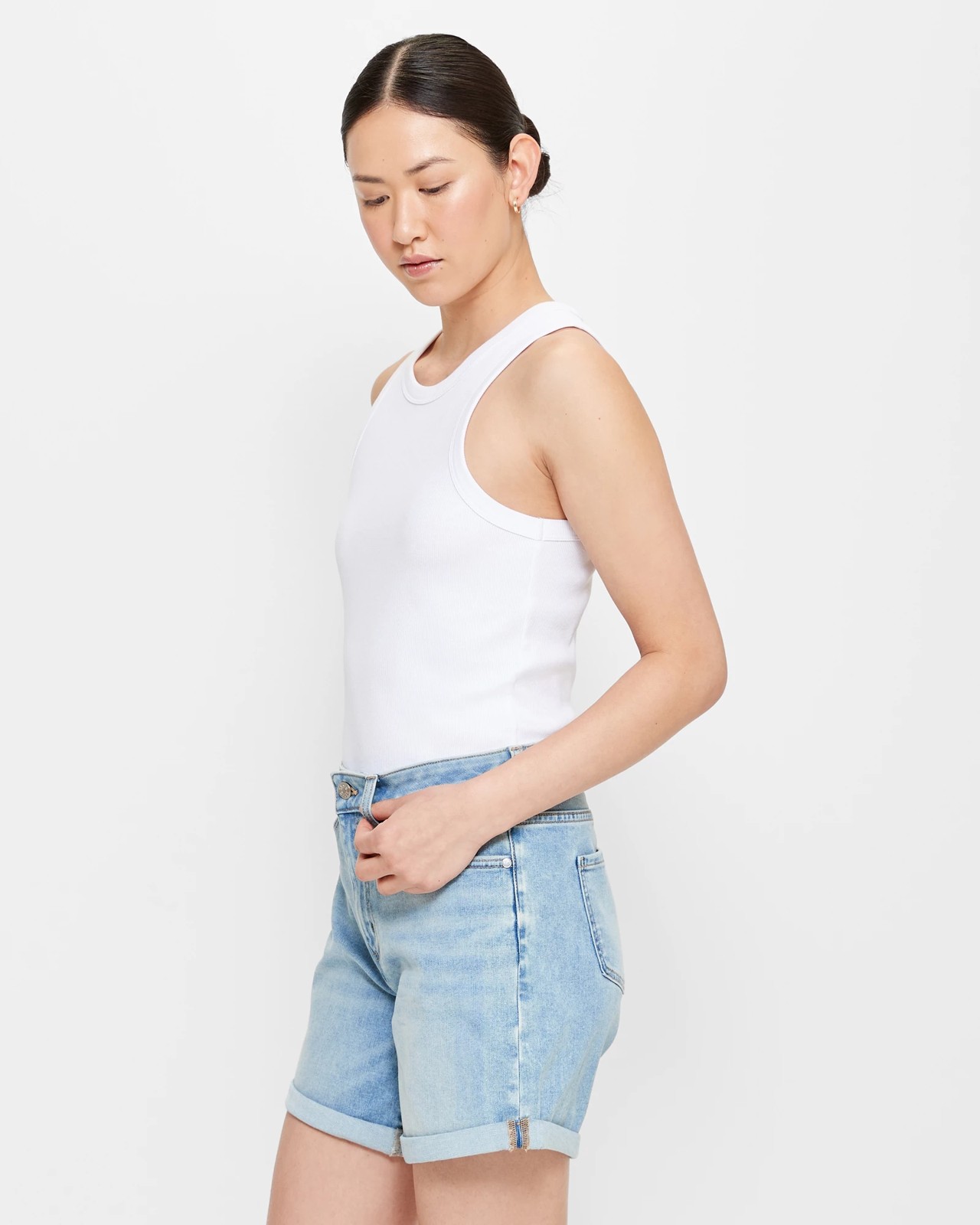 Classic Roll Cuff Denim Shorts 3 of 5