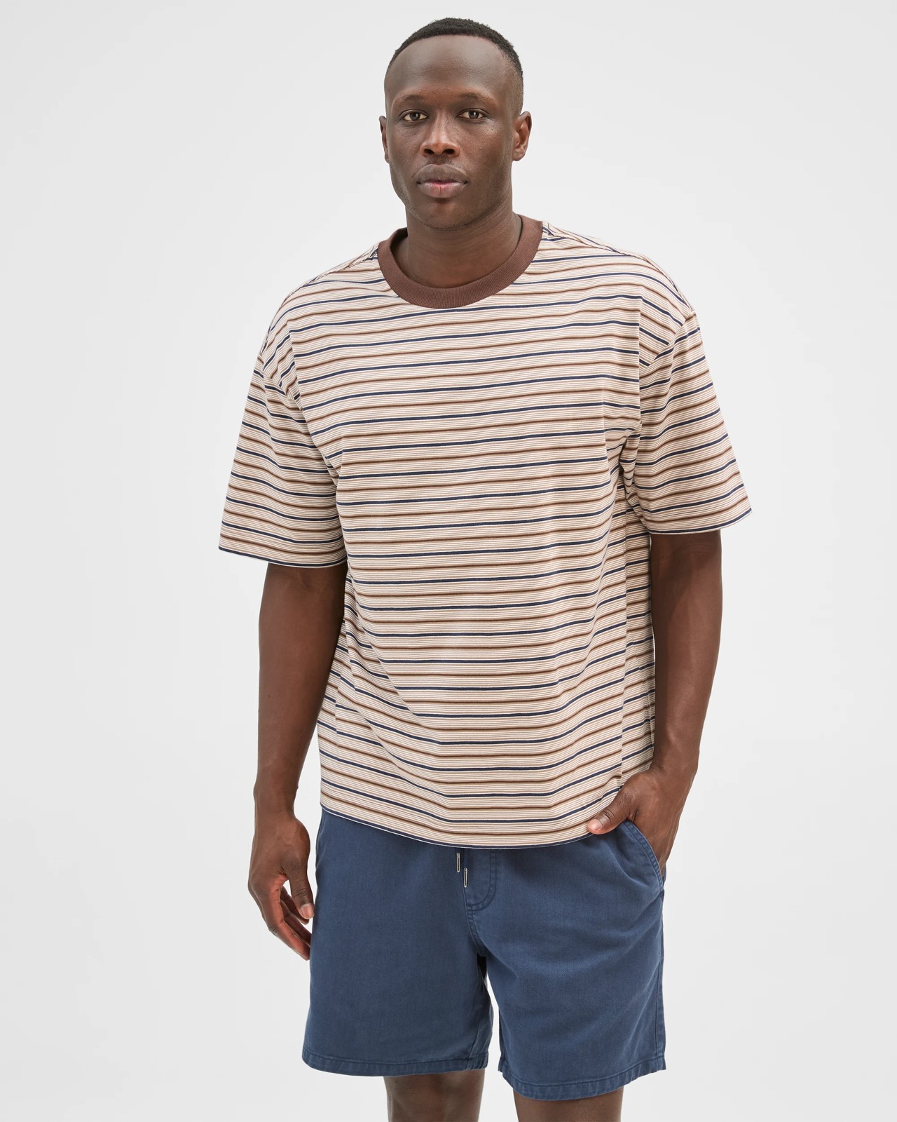 Commons Australian Cotton Stripe T-Shirt - Brown Stripe 3 of 6