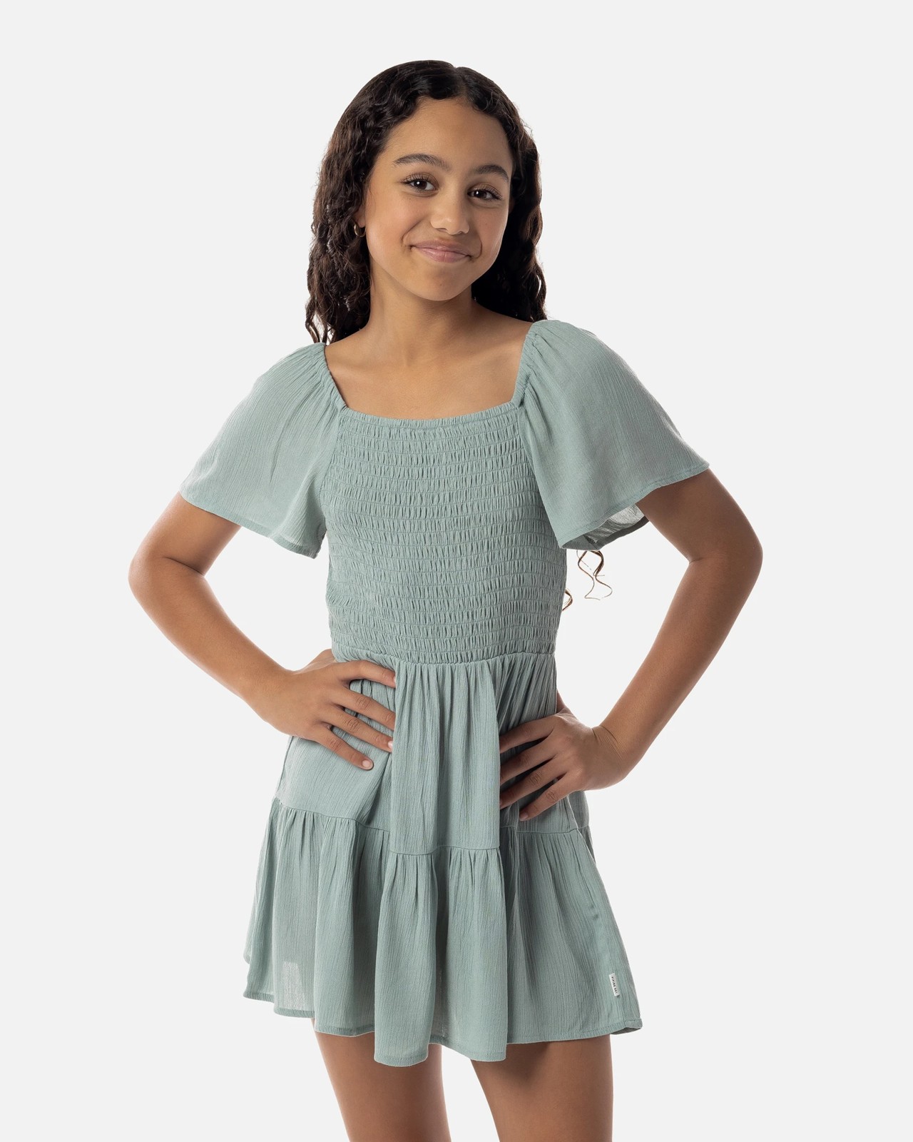 Piping Hot Shirred Flutter Sleeve Dress 2 of 4