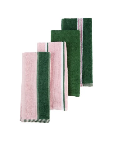 Anko 4 Pack Pink Stripe Terry Tea Towels