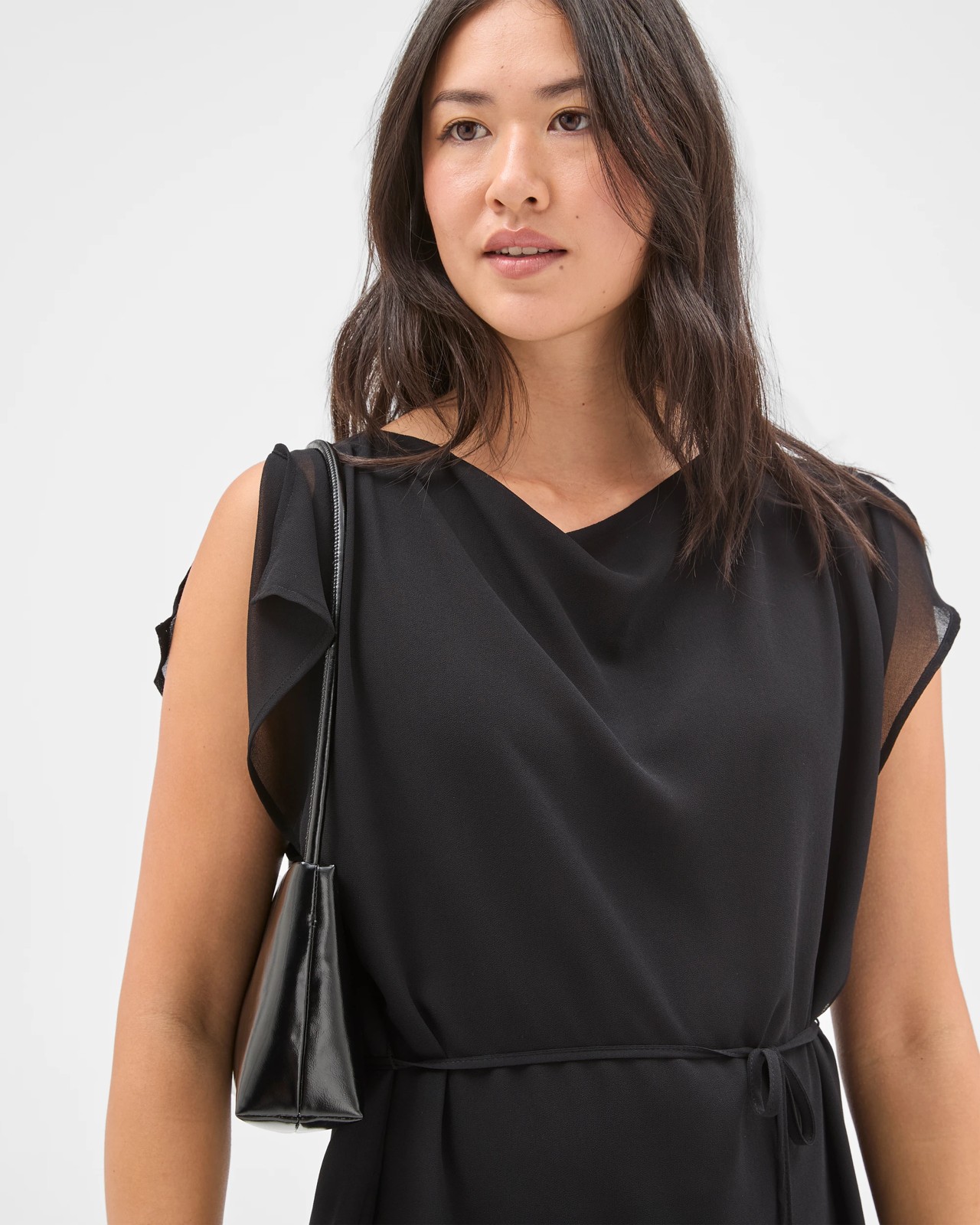 Preview Sheer Soft Drape Blouse - Black 3 of 6