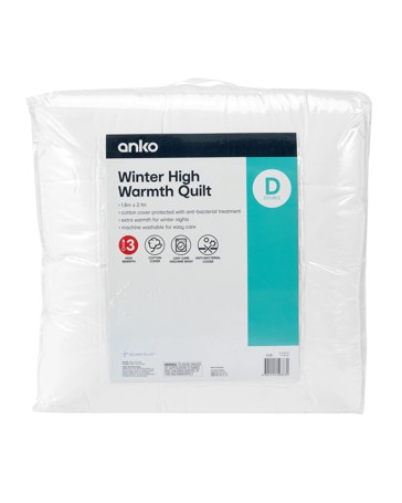 Anko Winter High Warmth Quilt, Double Bed - White