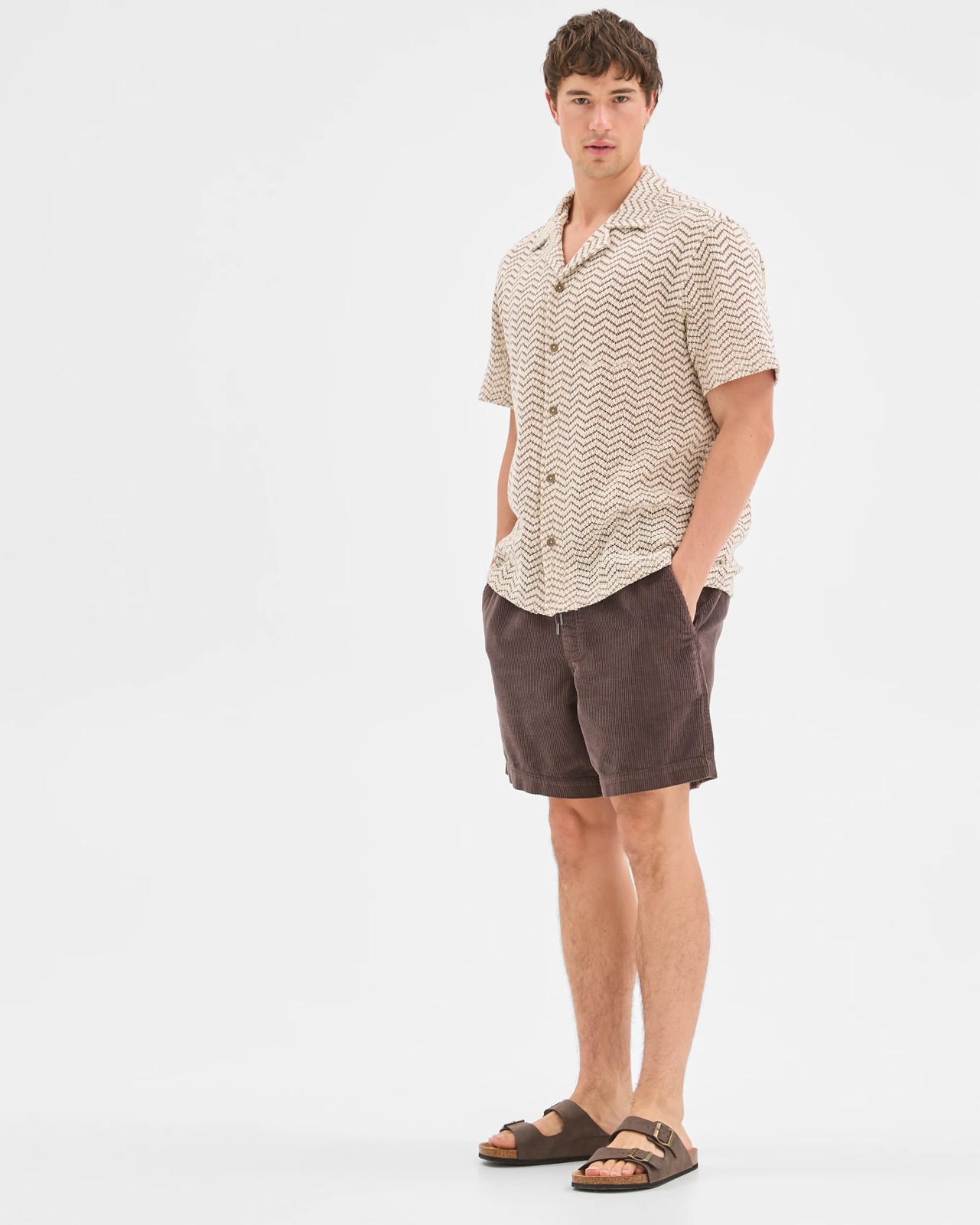 Commons Open Weave Short Sleeve Shirt - Brown 2 of 6