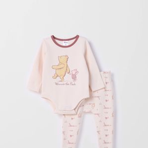 Disney Winnie The Pooh Baby Waffle Henley Bodysuit and Leggings Set