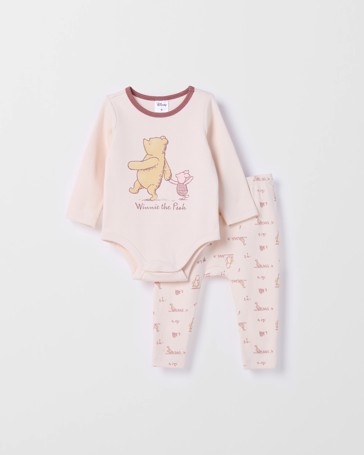 Disney Winnie The Pooh Baby Waffle Henley Bodysuit and Leggings Set