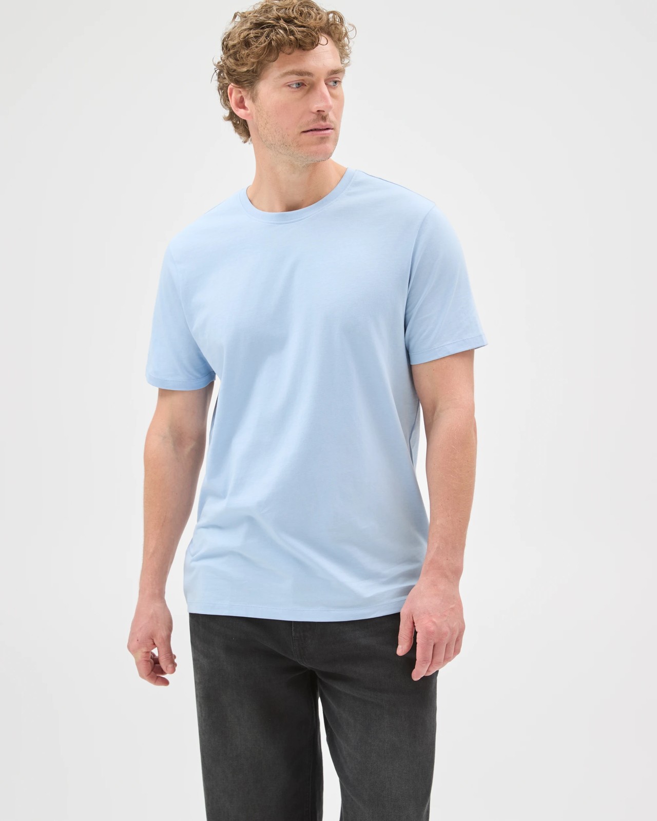 Australian Cotton Crew Neck T-Shirt - Chambray Blue 2 of 6