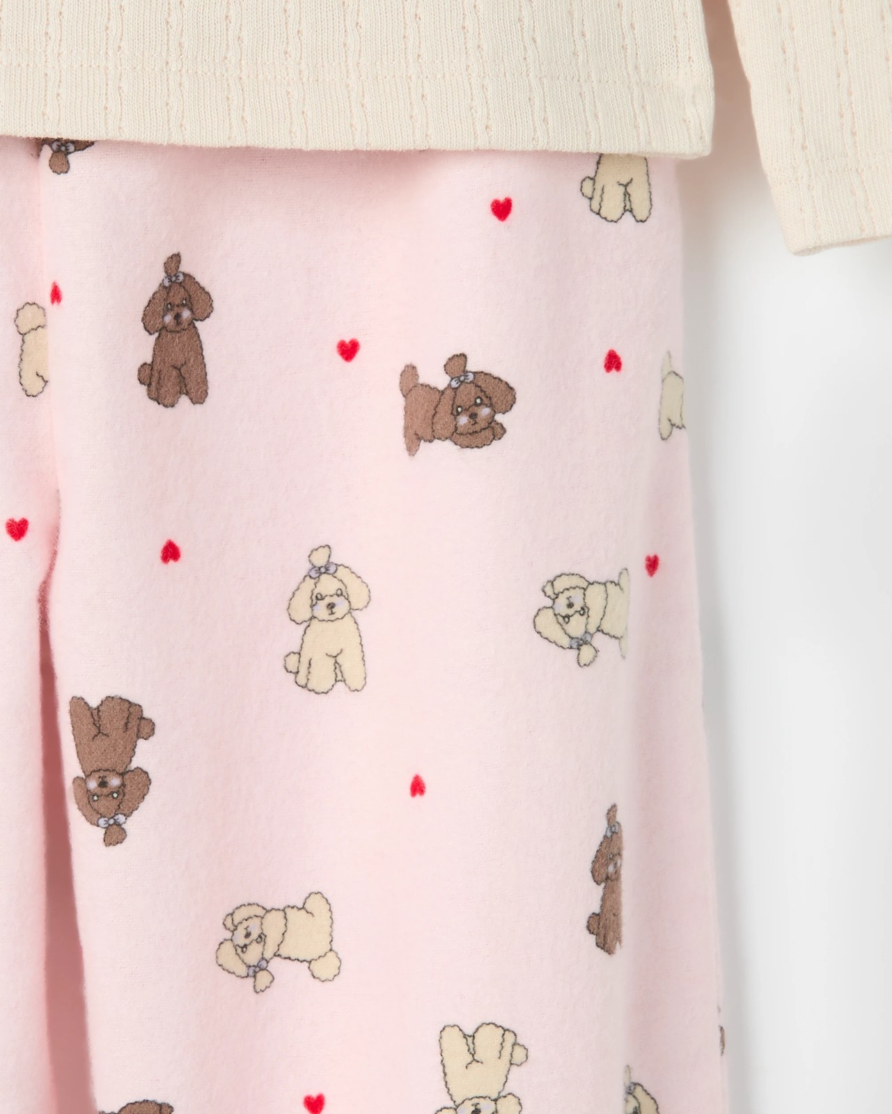 Australian Cotton Younger Girls Henley Top and Flannel Pants Pyjama Set - Puppy 3 of 3