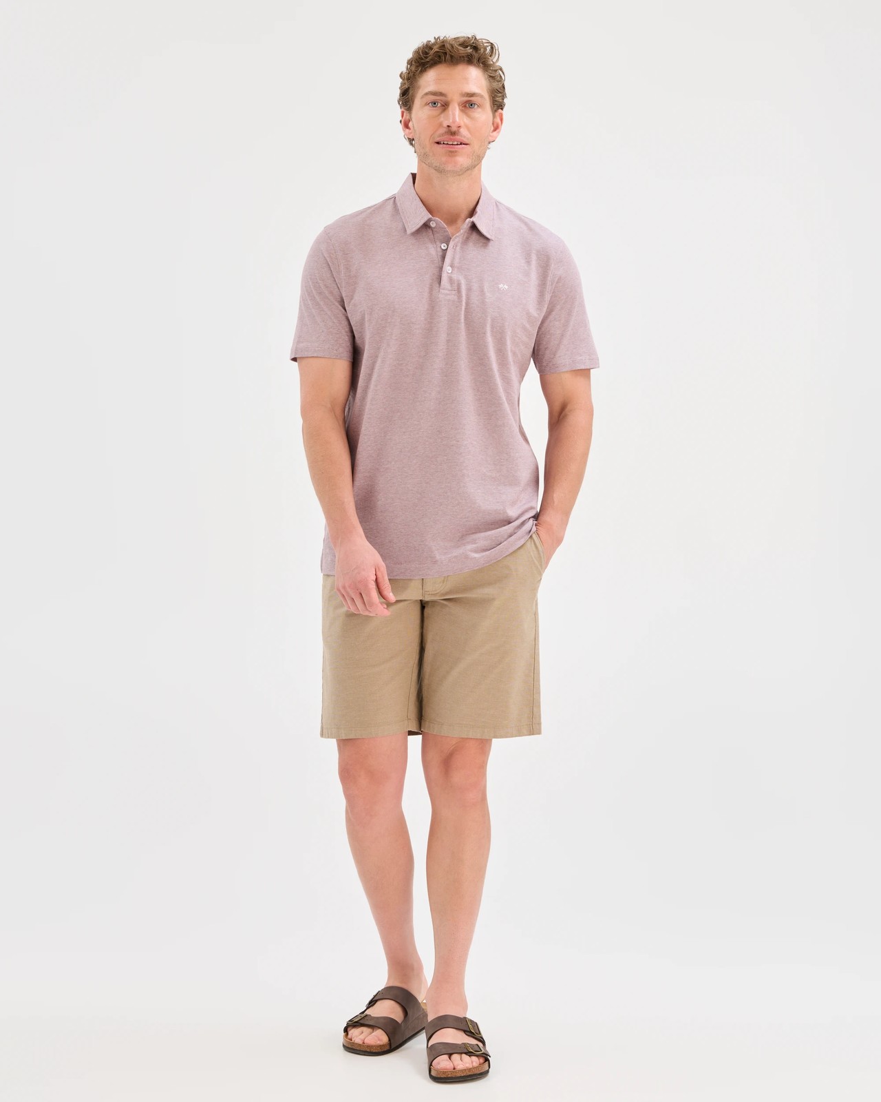 Australian Cotton Textured Jersey Polo Top - Rose Taupe 3 of 6