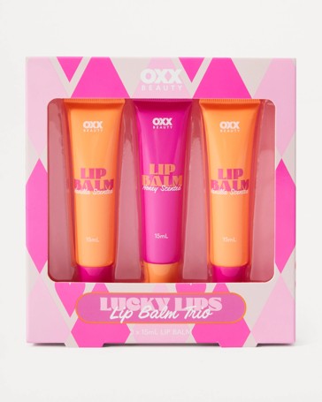 OXX Beauty Lucky Lips Lip Balm Trio, Vanilla and Honey Scented