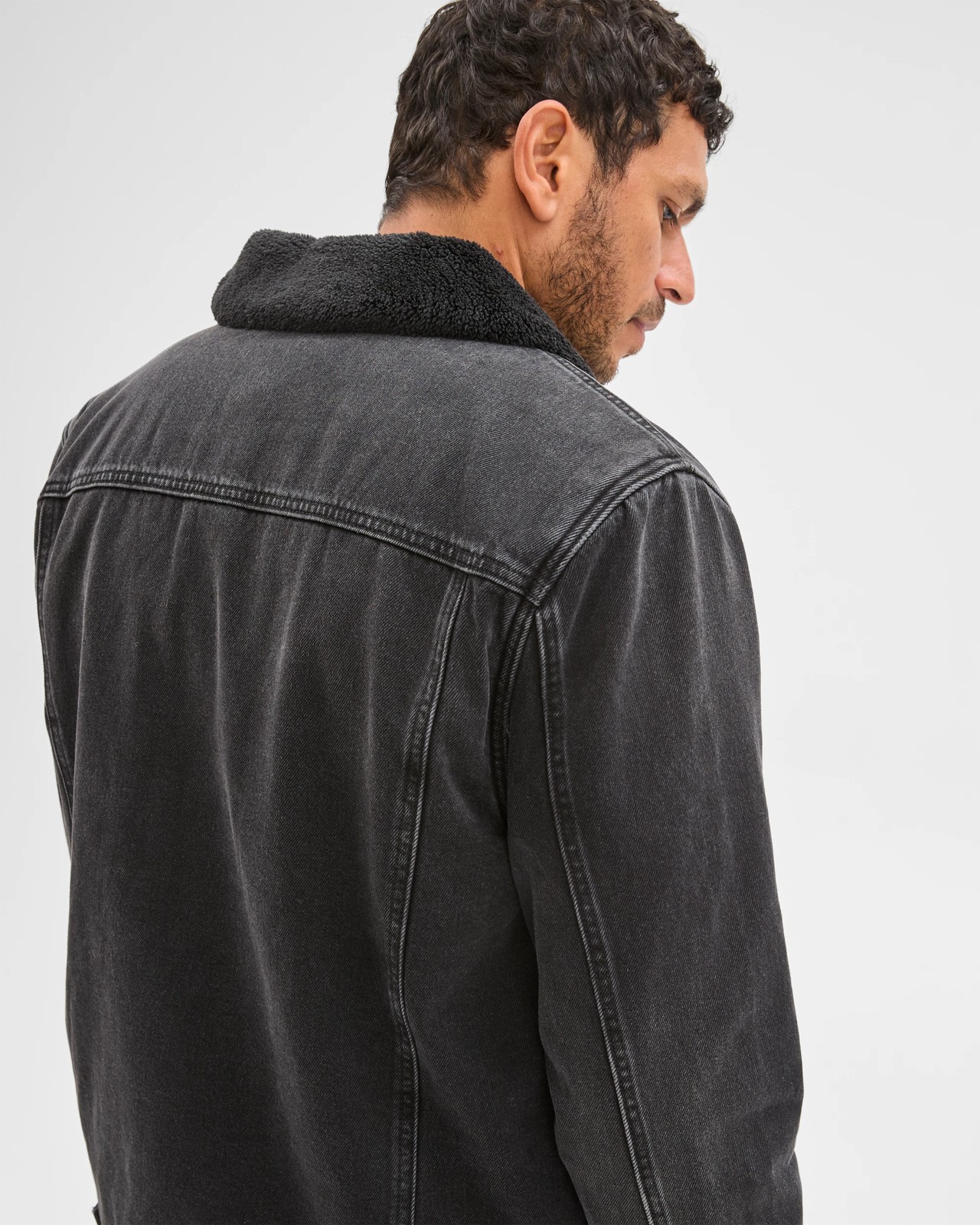Denim Sherpa Jacket - Black 5 of 6