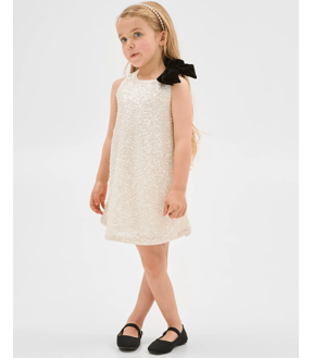 Sequin Velour Bow Occasion Dress