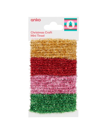 Anko 4 Pack Christmas Craft Mini Tinsel
