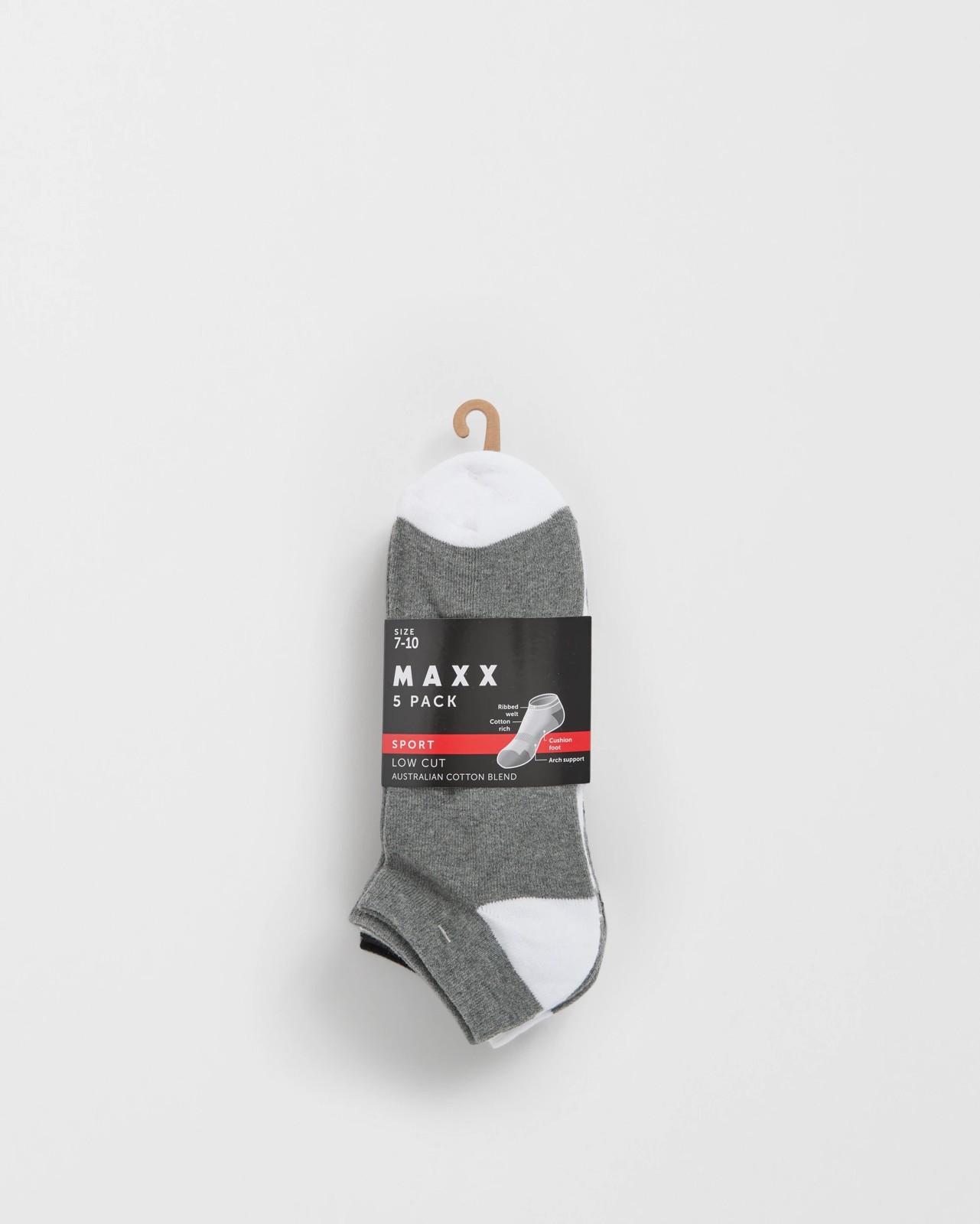 Maxx Australian Cotton Blend 5 Pack Low Cut Socks 3 of 3