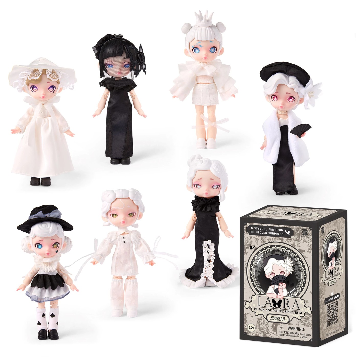 Laura Girl Black and White Spectrum - Assorted 6 of 6