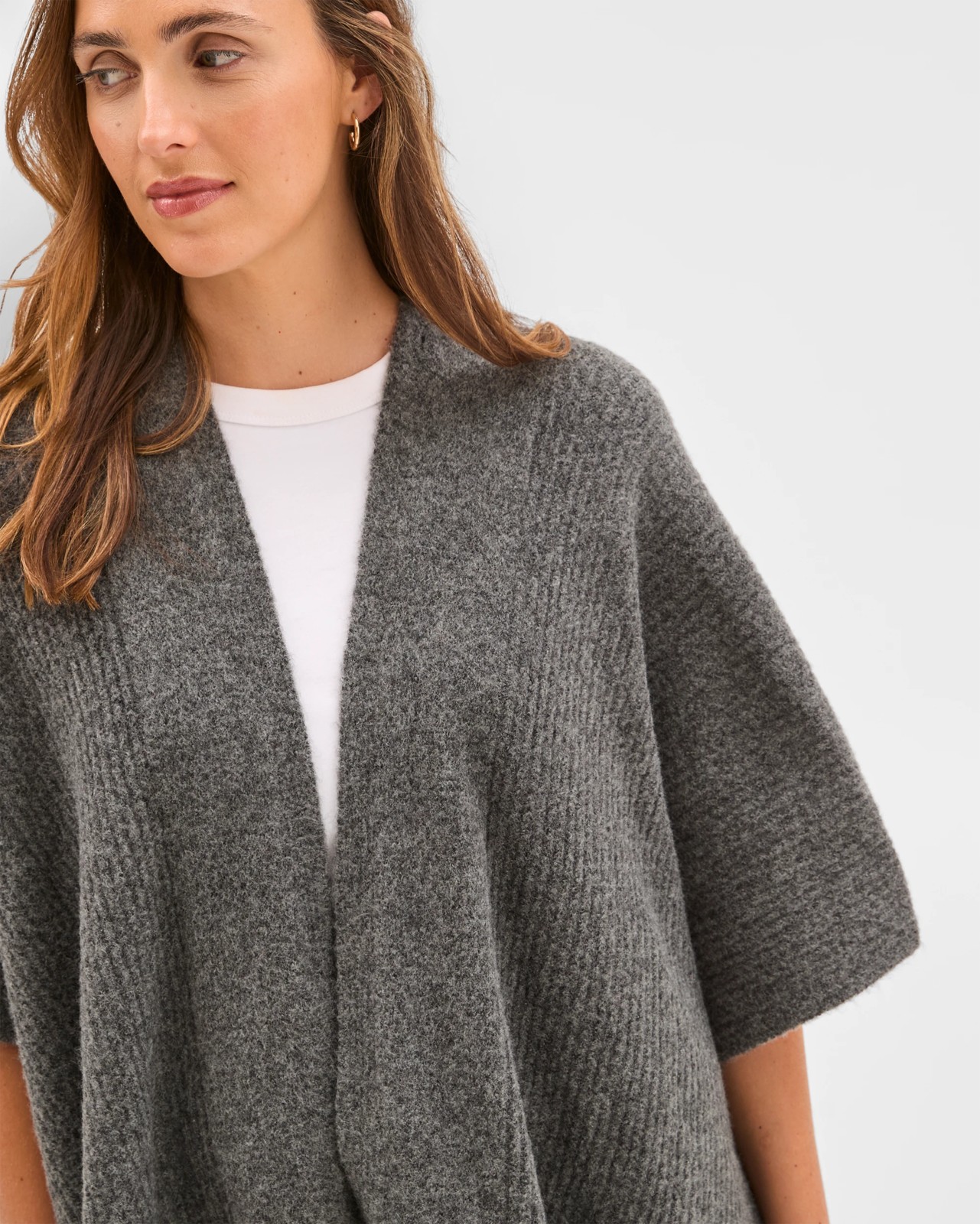 Knitted Poncho - Charcoal Marle 5 of 5