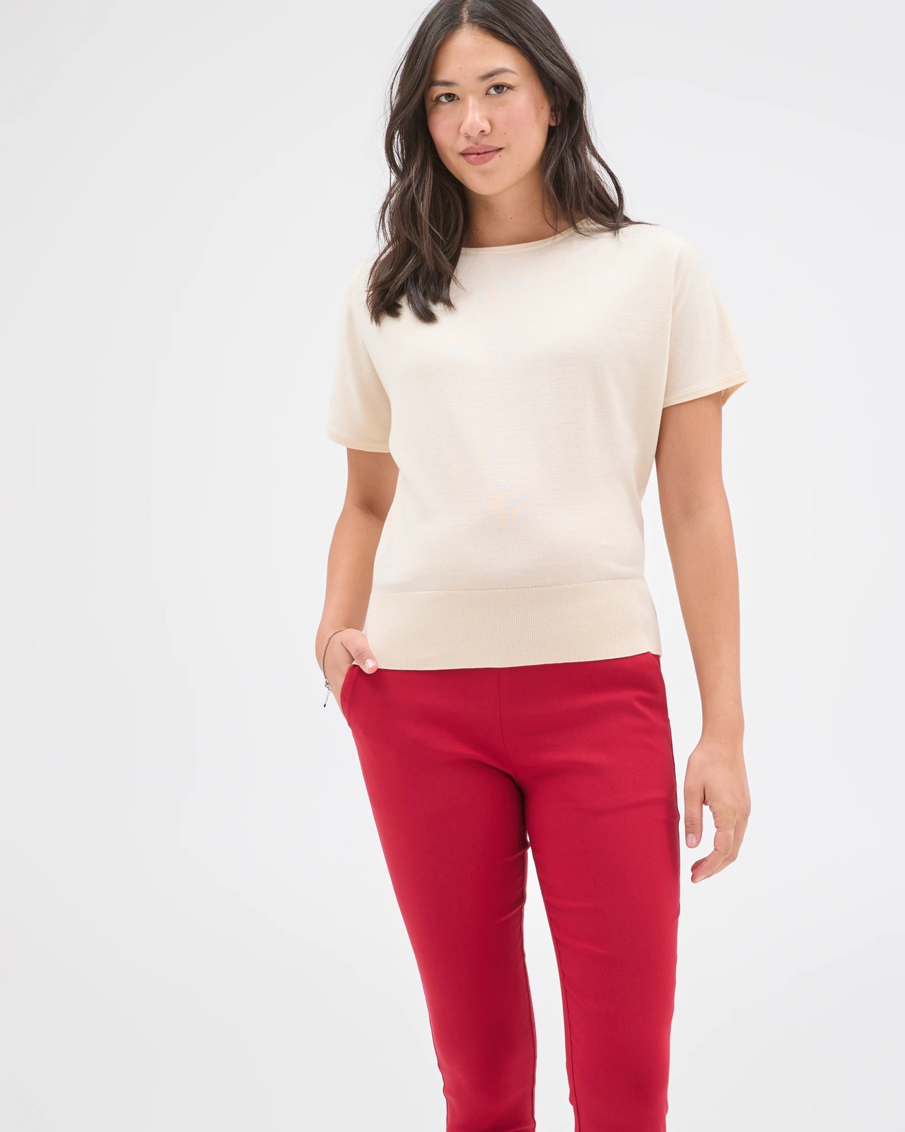 Preview Carrie Bengaline Skinny Ankle Length Pants - Scarlet Red 5 of 5