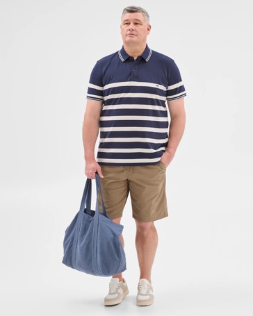Plus Size Australian Cotton Stripe Polo Top