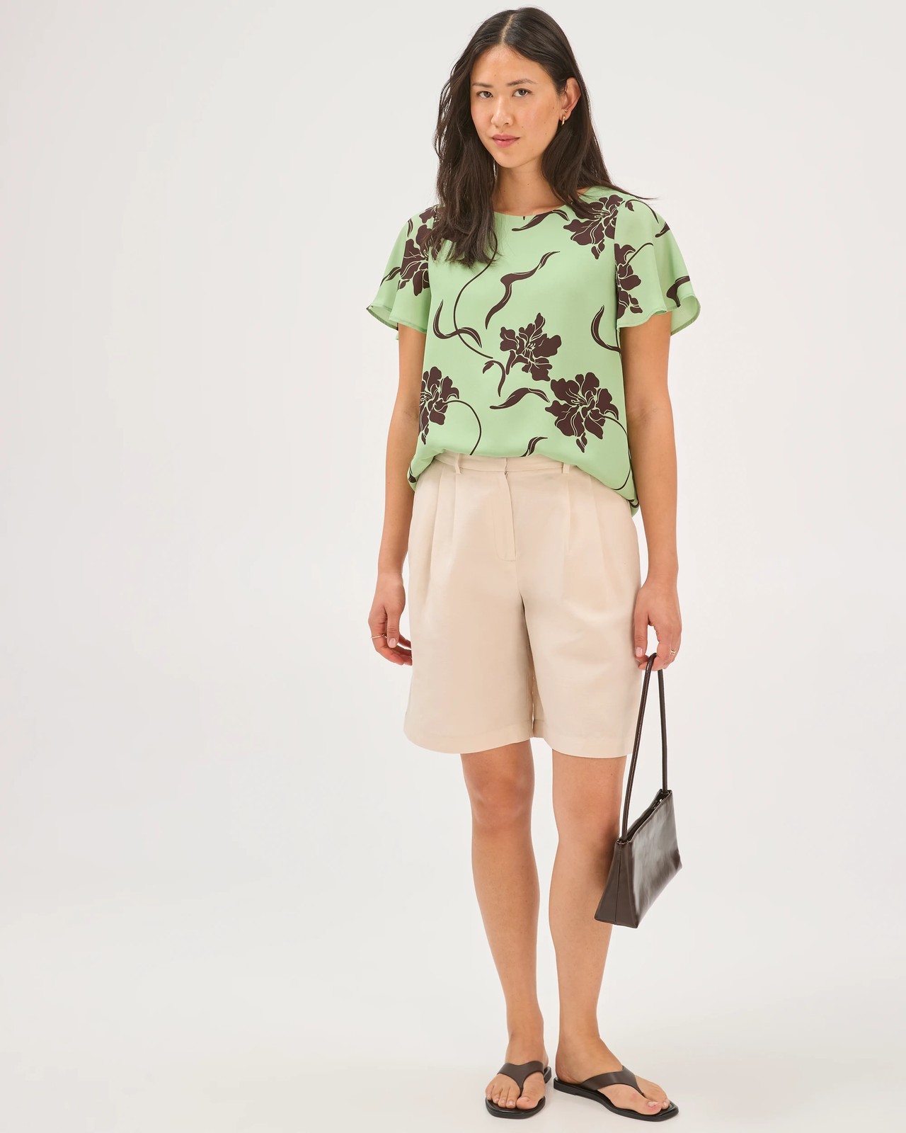 Preview Ella Crew Neck Blouse - Soft Green Floral 2 of 6