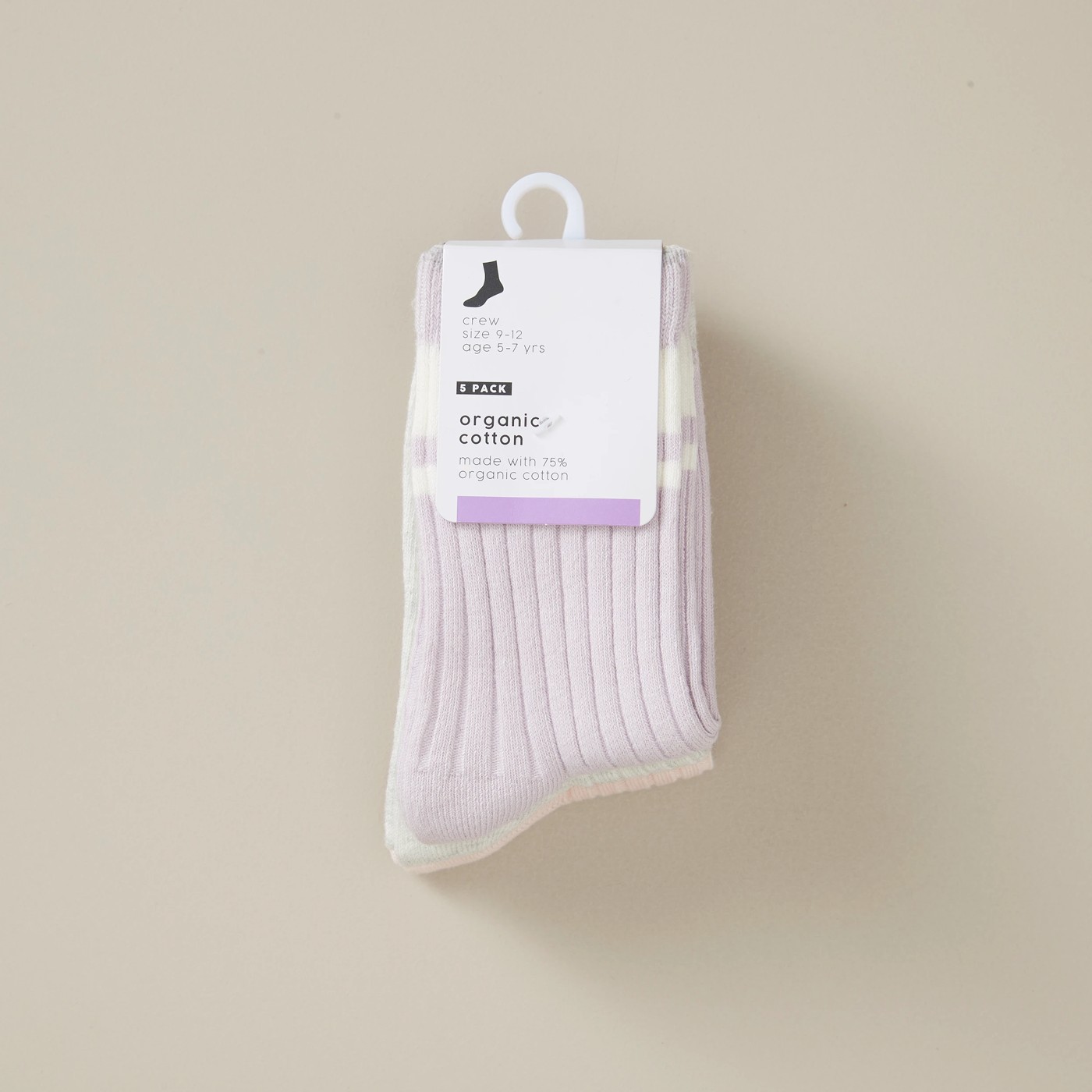 5 Pack Organic Cotton Crew Cut Socks 3 of 3