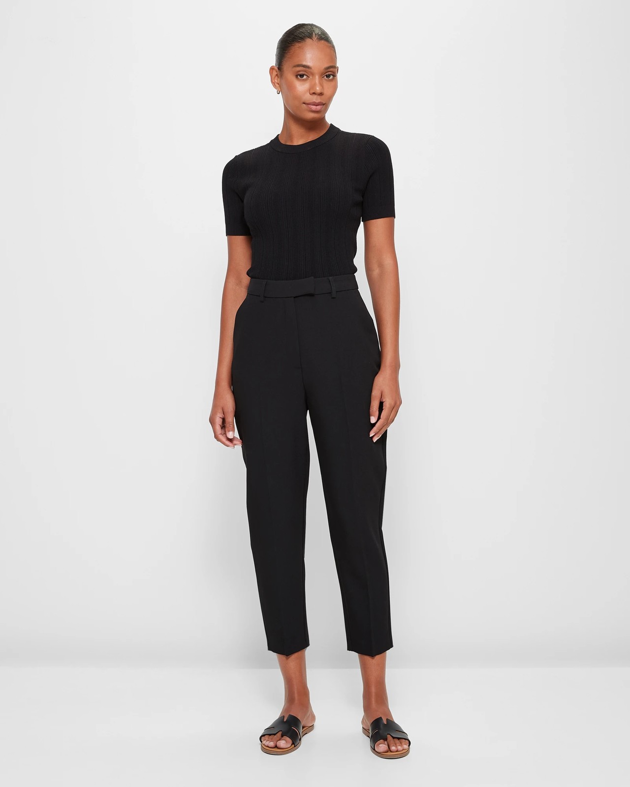 Black Tapered Ankle Grazer Trousers