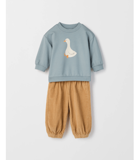 Baby Organic Cotton Fleece Sweater & Soft Cord Pants 2 Piece Set